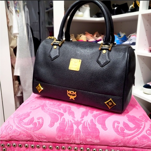 MCM Bags Sale Mcm Pebbled Soft Leather Boston Bag Authenticity